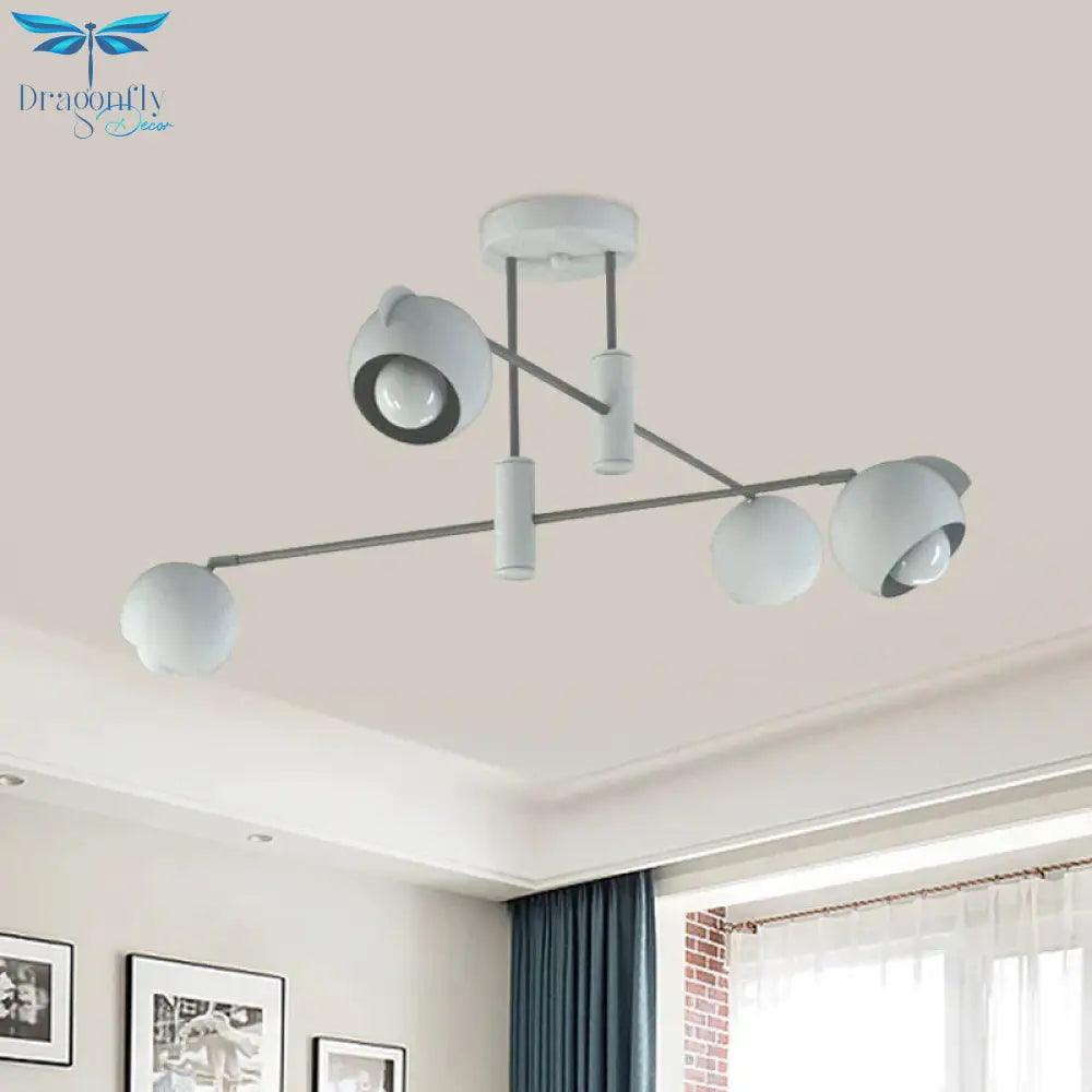 Dome Pendant Lighting Modern Metallic 4/6 Bulbs Living Room Multi Light In White With Disorder