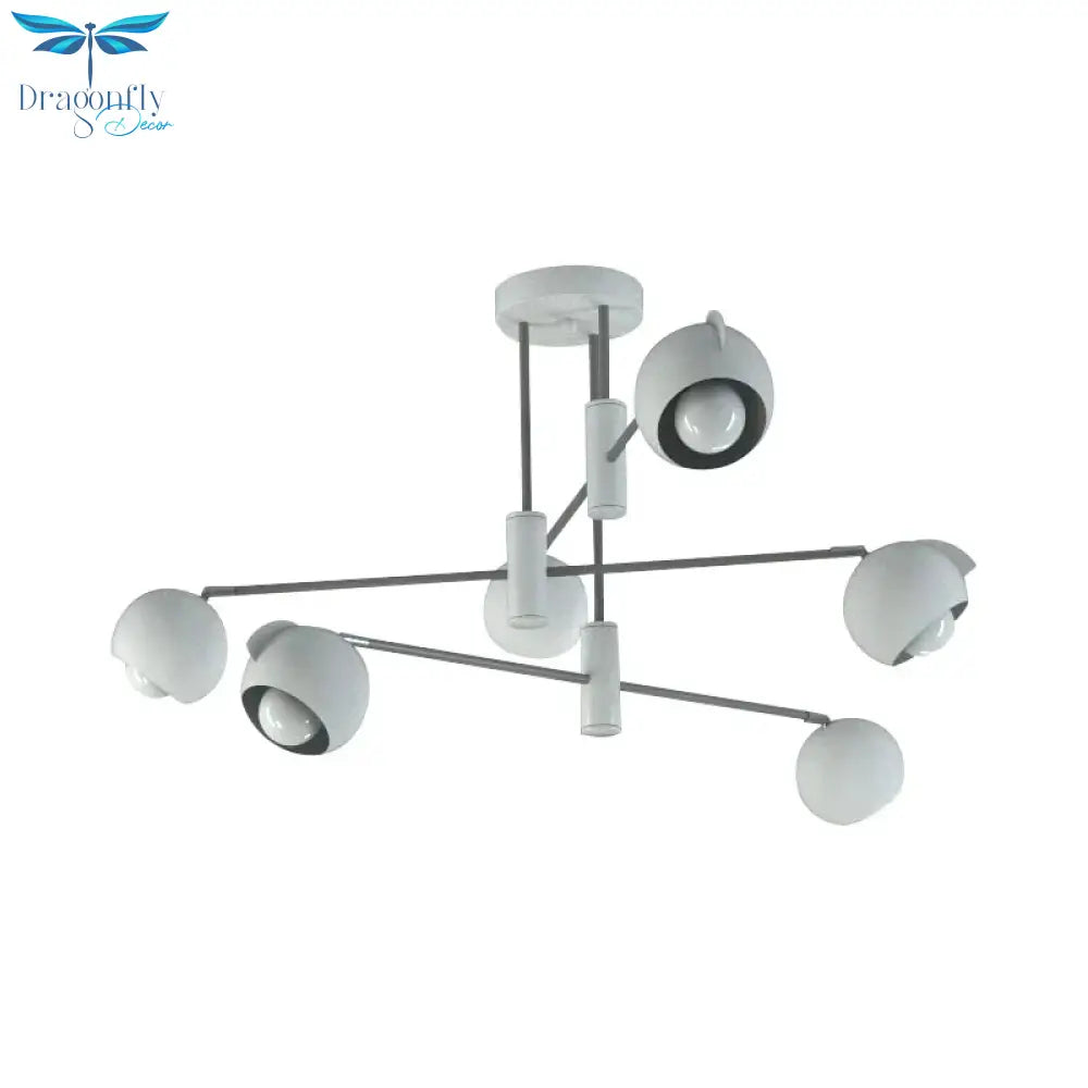 Dome Pendant Lighting Modern Metallic 4/6 Bulbs Living Room Multi Light In White With Disorder