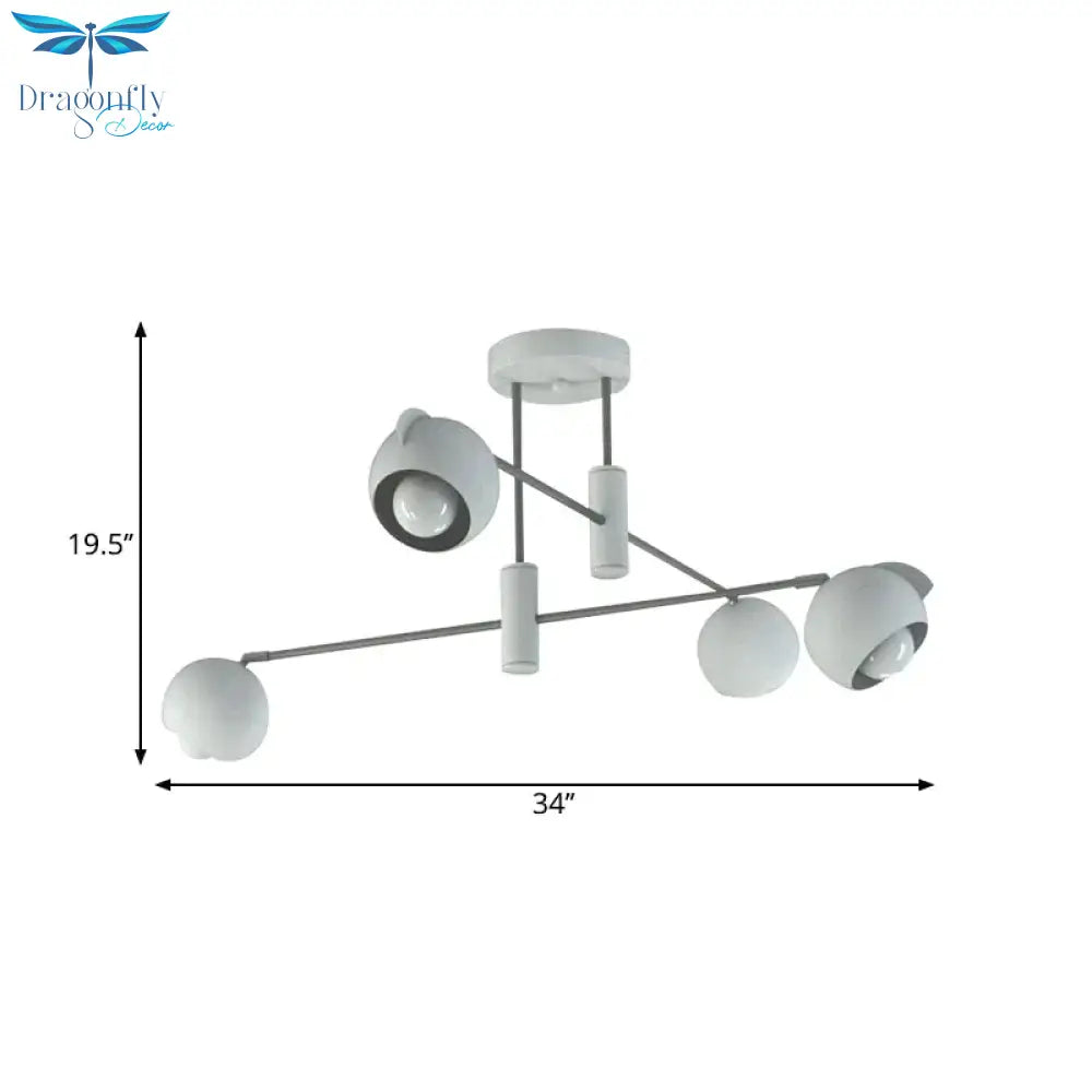 Dome Pendant Lighting Modern Metallic 4/6 Bulbs Living Room Multi Light In White With Disorder