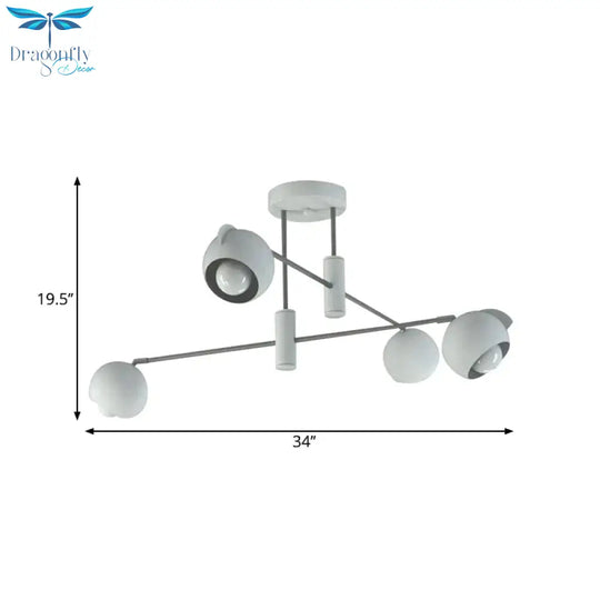 Dome Pendant Lighting Modern Metallic 4/6 Bulbs Living Room Multi Light In White With Disorder