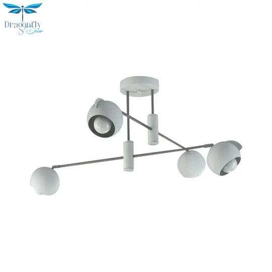 Dome Pendant Lighting Modern Metallic 4/6 Bulbs Living Room Multi Light In White With Disorder