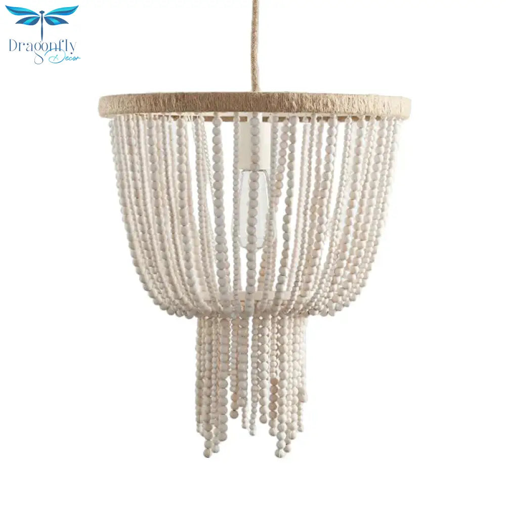Dome Wood Bedroom Hanging Chandelier Contemporary 1 Head White Ceiling Pendant Light