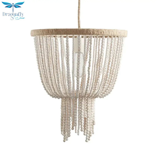 Dome Wood Bedroom Hanging Chandelier Contemporary 1 Head White Ceiling Pendant Light