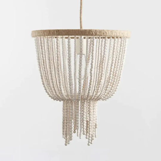 Dome Wood Bedroom Hanging Chandelier Contemporary 1 Head White Ceiling Pendant Light