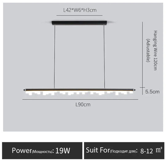 Drift - Nordic Dining Room Kitchen Island Pendent Lamp Black - L90Cm / Warm Light 3000K Pendant