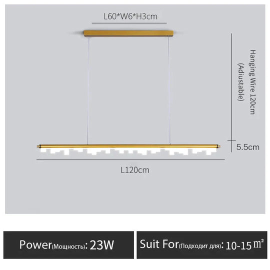 Drift - Nordic Dining Room Kitchen Island Pendent Lamp Gold - L120Cm / Warm Light 3000K Pendant