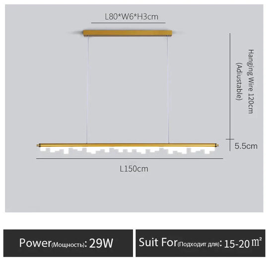 Drift - Nordic Dining Room Kitchen Island Pendent Lamp Gold - L150Cm / Warm Light 3000K Pendant