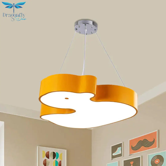 Duck Chandelier Pendant Light Cartoon Acrylic Led Bedroom Hanging Lamp Kit In Green/Red/Yellow