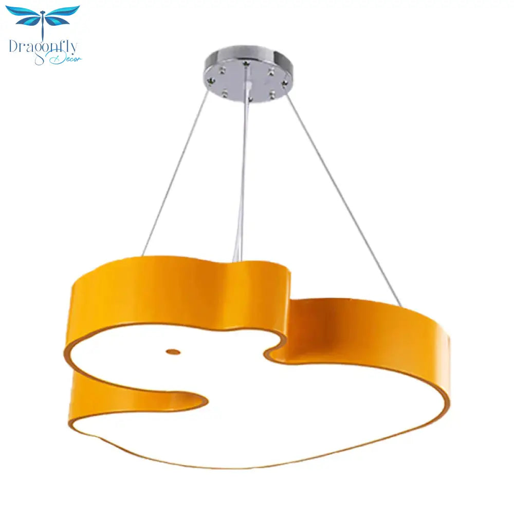 Duck Chandelier Pendant Light Cartoon Acrylic Led Bedroom Hanging Lamp Kit In Green/Red/Yellow