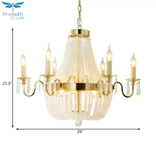 Empire Shape Crystal Chandelier Lighting Traditional 6 Lights Living Room Hanging Light Fixture In
