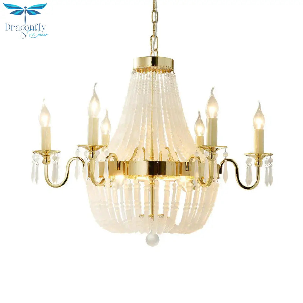 Empire Shape Crystal Chandelier Lighting Traditional 6 Lights Living Room Hanging Light Fixture In