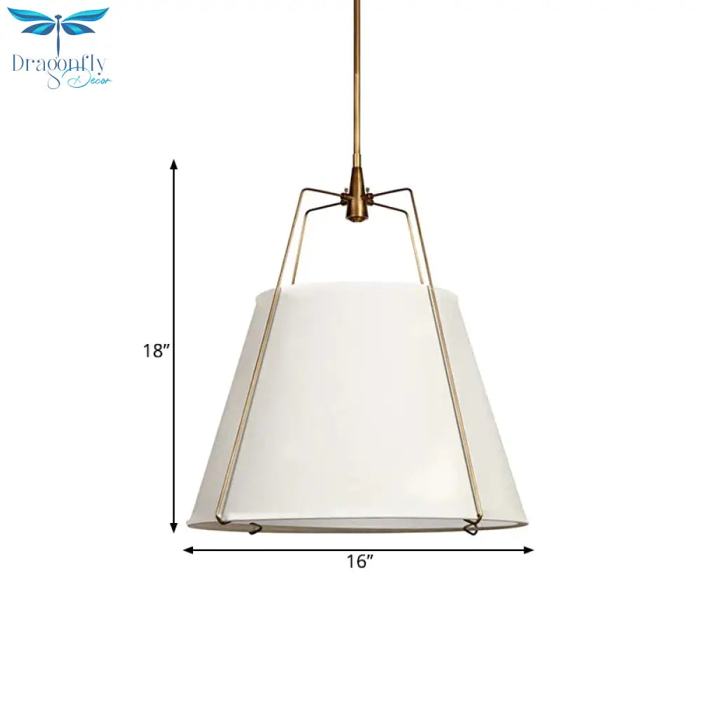 Fabric Cone Hanging Lamp Vintage 2 Lights Dining Room Chandelier Pendant Light In White