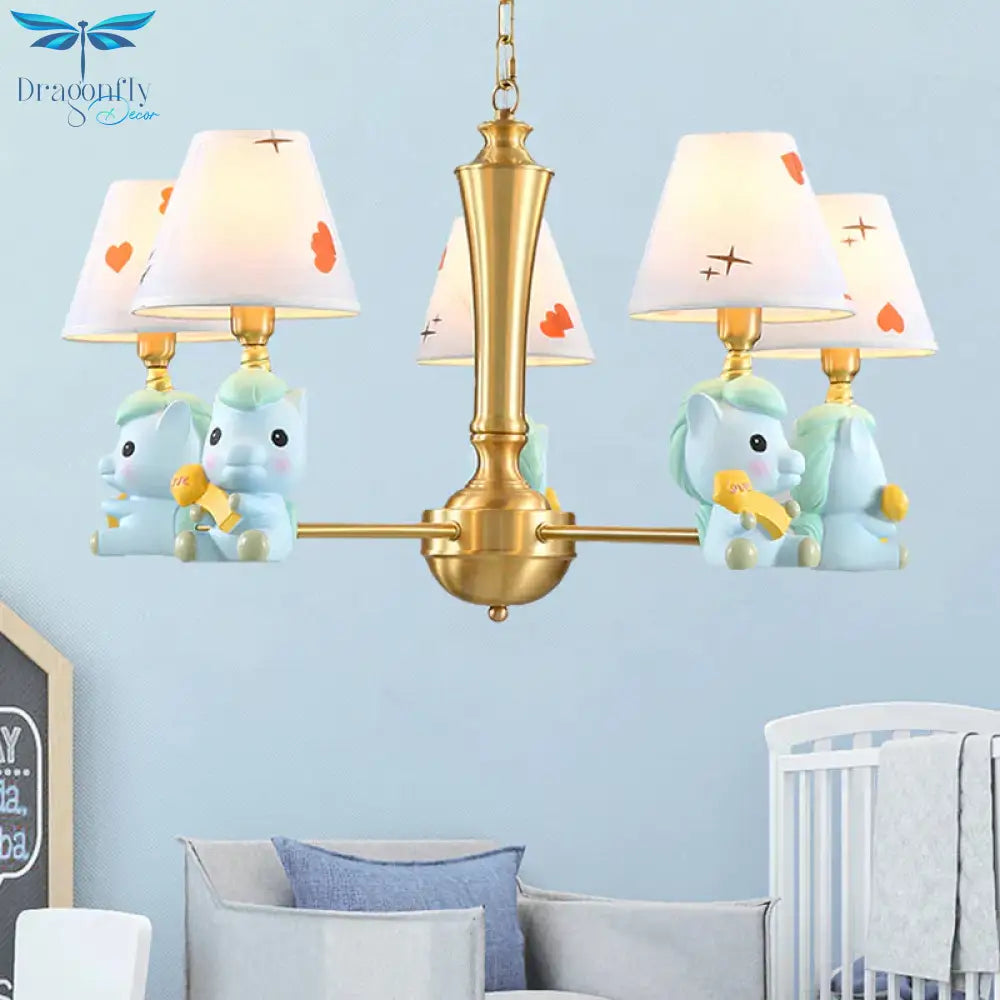 Fabric Tapered Shade Hanging Ceiling Lamp Nordic Light Fixtures For Bedroom