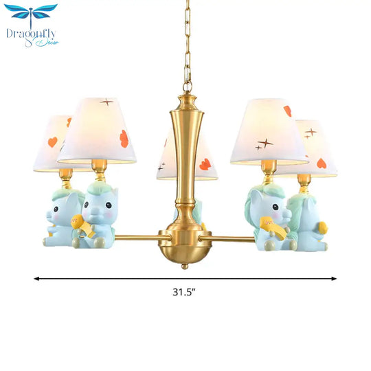 Fabric Tapered Shade Hanging Ceiling Lamp Nordic Light Fixtures For Bedroom