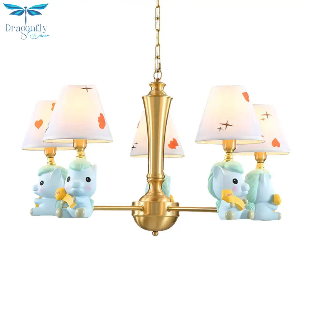 Fabric Tapered Shade Hanging Ceiling Lamp Nordic Light Fixtures For Bedroom