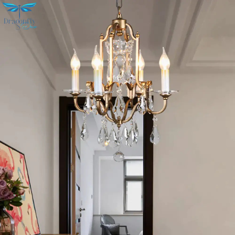 Faceted Ball Finial Bronze Ceiling Chandelier Candle Design 4 - Bulb Classic Suspension Pendant