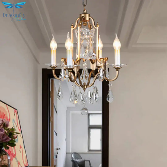 Faceted Ball Finial Bronze Ceiling Chandelier Candle Design 4 - Bulb Classic Suspension Pendant