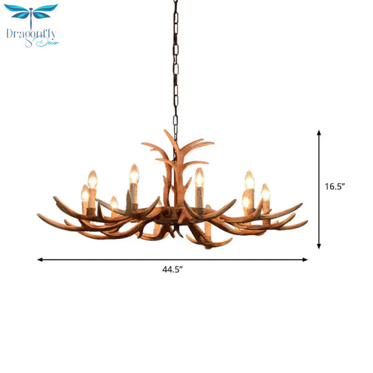 Faux Antler Bedroom Drop Lamp Traditional Resin 4/6/8 Bulbs Brown Chandelier Pendant Light