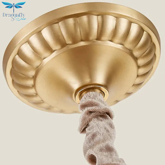 Flower Shape Metal Chandelier Lighting Traditional 3 Light Dining Room Pendant In Brass