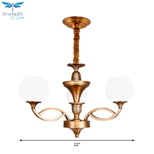 Flowerbud Living Room Ceiling Chandelier Traditional White Glass 3/6/8 Bulbs Brass Suspension Lamp