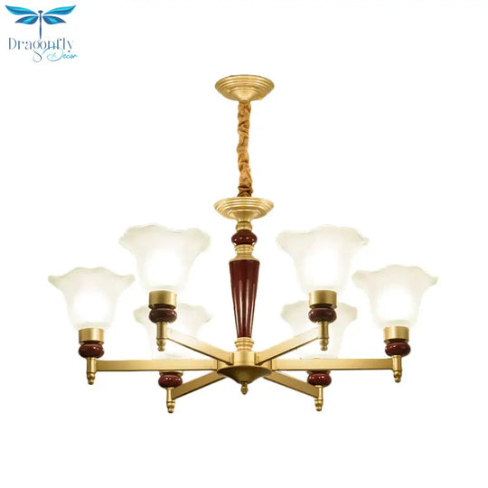 Frosted Glass Blossom Chandelier Light Rustic Style 3/6/8 Lights Living Room Suspension Pendant In