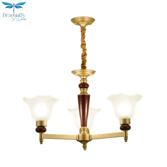 Frosted Glass Blossom Chandelier Light Rustic Style 3/6/8 Lights Living Room Suspension Pendant In