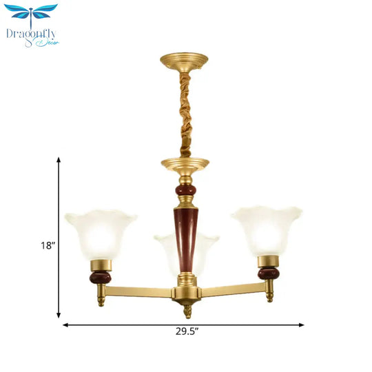 Frosted Glass Blossom Chandelier Light Rustic Style 3/6/8 Lights Living Room Suspension Pendant In