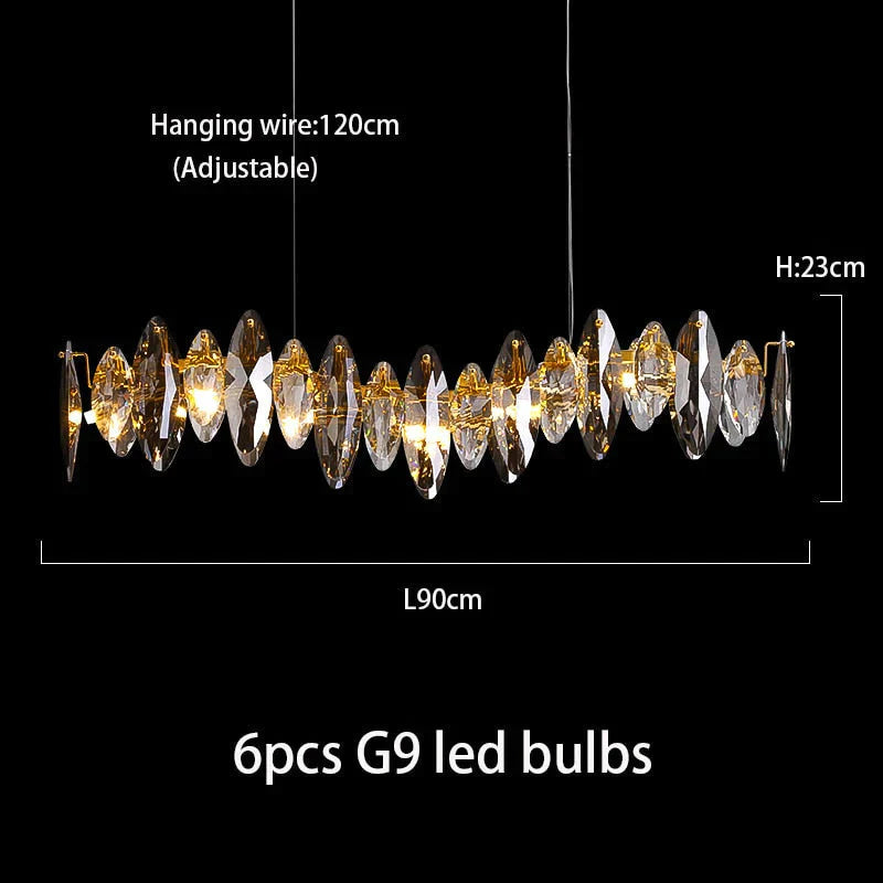 Genesis - Modern Luxury Crystal Chandelier Round/Wave Design L90Xw13Xh23Cm / Cool White