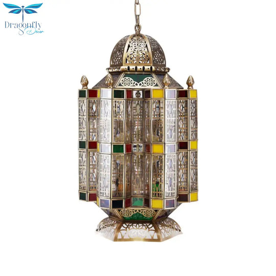 Geometric Restaurant Hanging Pendant Art Deco Metal 6 - Light Brass Chandelier Lighting Fixture