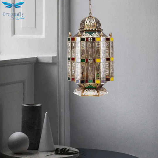 Geometric Restaurant Hanging Pendant Art Deco Metal 6 - Light Brass Chandelier Lighting Fixture
