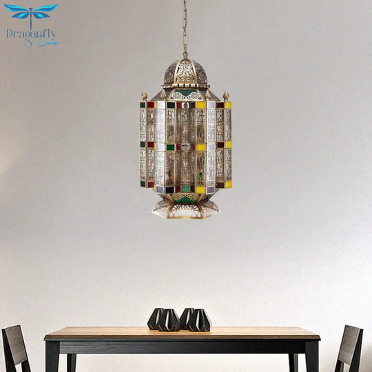 Geometric Restaurant Hanging Pendant Art Deco Metal 6 - Light Brass Chandelier Lighting Fixture
