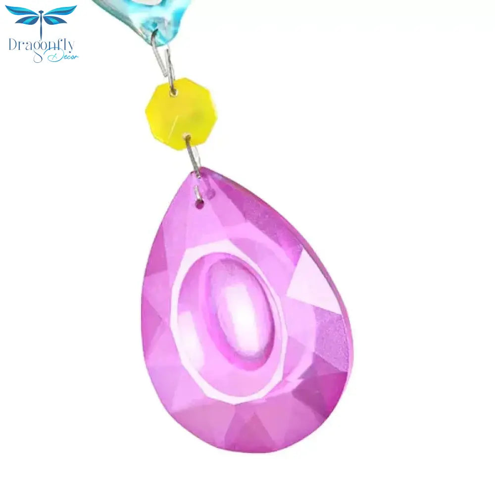 Glass Candle Pendant Light With Crystal Pretty Multi - Colored Chandelier For Kindergarten