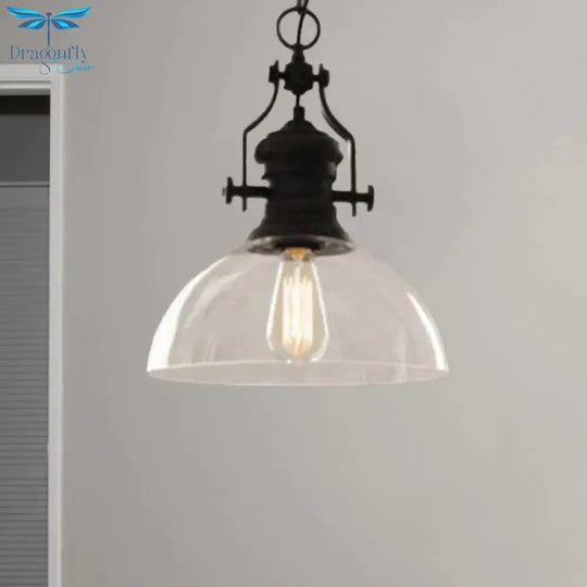 Glass Pot Shaped Suspension Lamp Industrial 1 - Light Bistro Bar Pendant Lighting In Black