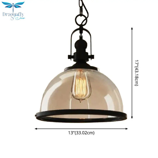 Glass Pot Shaped Suspension Lamp Industrial 1 - Light Bistro Bar Pendant Lighting In Black