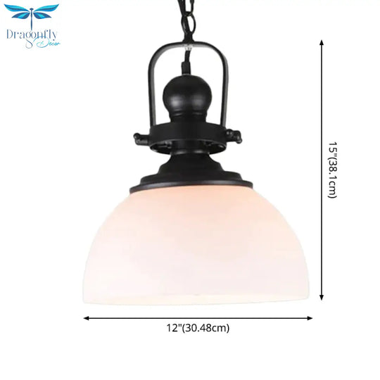 Glass Pot Shaped Suspension Lamp Industrial 1 - Light Bistro Bar Pendant Lighting In Black