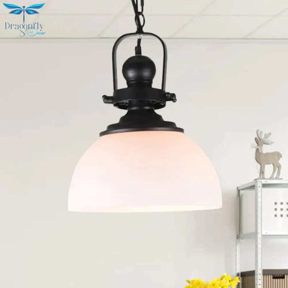 Glass Pot Shaped Suspension Lamp Industrial 1 - Light Bistro Bar Pendant Lighting In Black