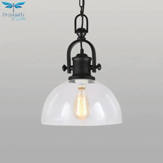 Glass Pot Shaped Suspension Lamp Industrial 1 - Light Bistro Bar Pendant Lighting In Black