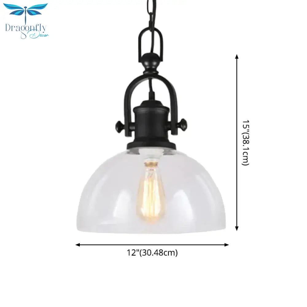 Glass Pot Shaped Suspension Lamp Industrial 1 - Light Bistro Bar Pendant Lighting In Black