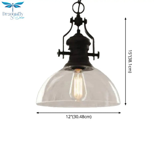 Glass Pot Shaped Suspension Lamp Industrial 1 - Light Bistro Bar Pendant Lighting In Black