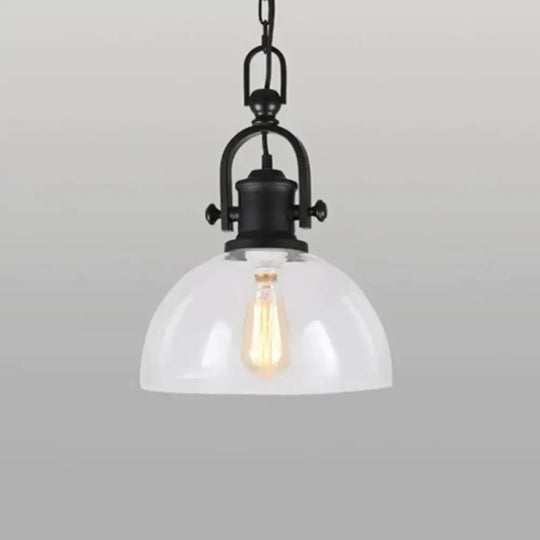 Glass Pot Shaped Suspension Lamp Industrial 1 - Light Bistro Bar Pendant Lighting In Black / Circle