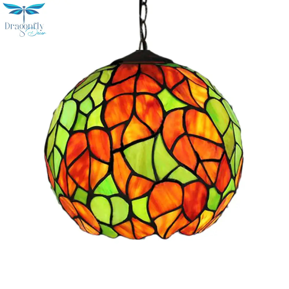 Global Pendant Light Tiffany - Style Stained Glass Antique Bronze 1 Head Ceiling Hanging