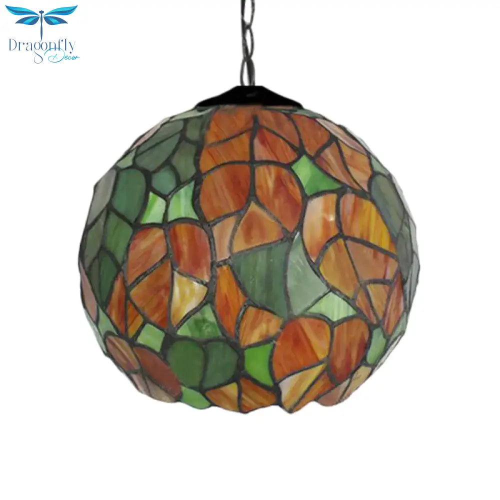 Global Pendant Light Tiffany - Style Stained Glass Antique Bronze 1 Head Ceiling Hanging