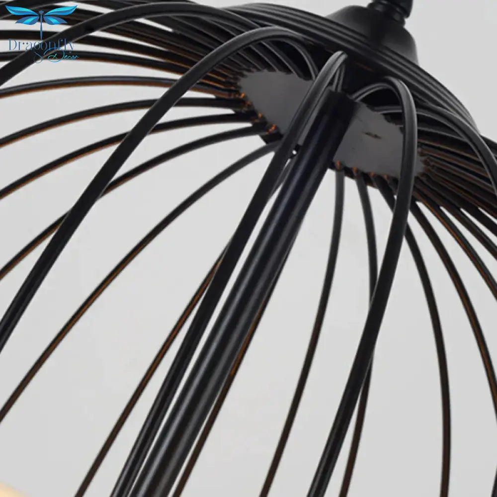 Globe Metal Traditional Stylish 4 Lights Corridor Hanging Lamp In Black