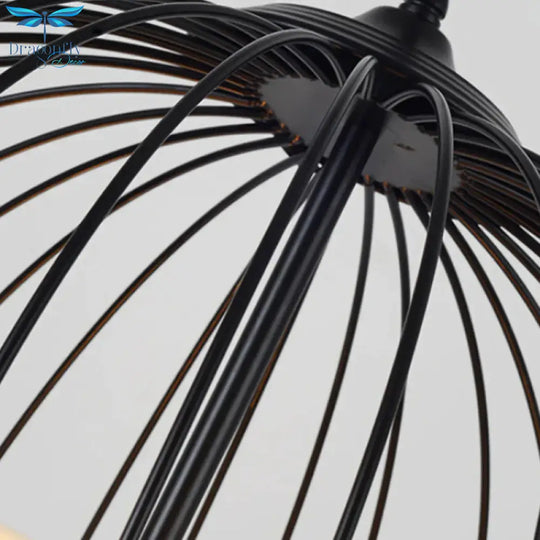 Globe Metal Traditional Stylish 4 Lights Corridor Hanging Lamp In Black