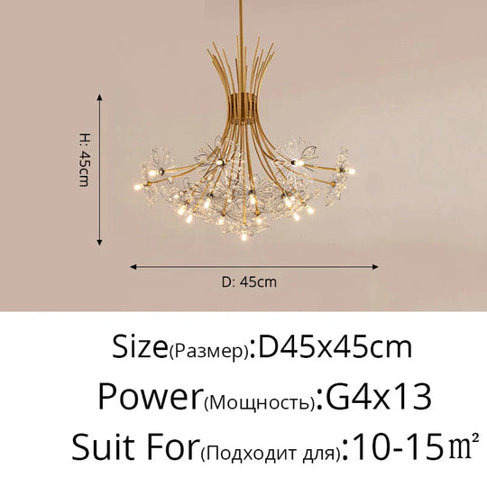 Glory - Led Flowers Chandeliers 13Heads Gold 45Cm / 3 Colors No Remote
