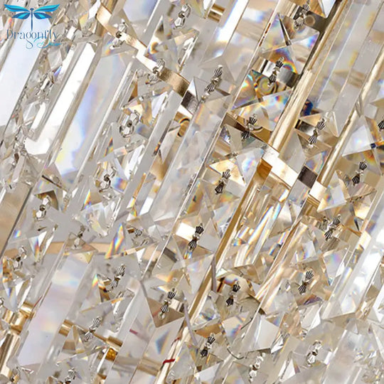 Gold 12 Heads Chandelier Lighting Modern Crystal Beaded Spiral Pendant Light