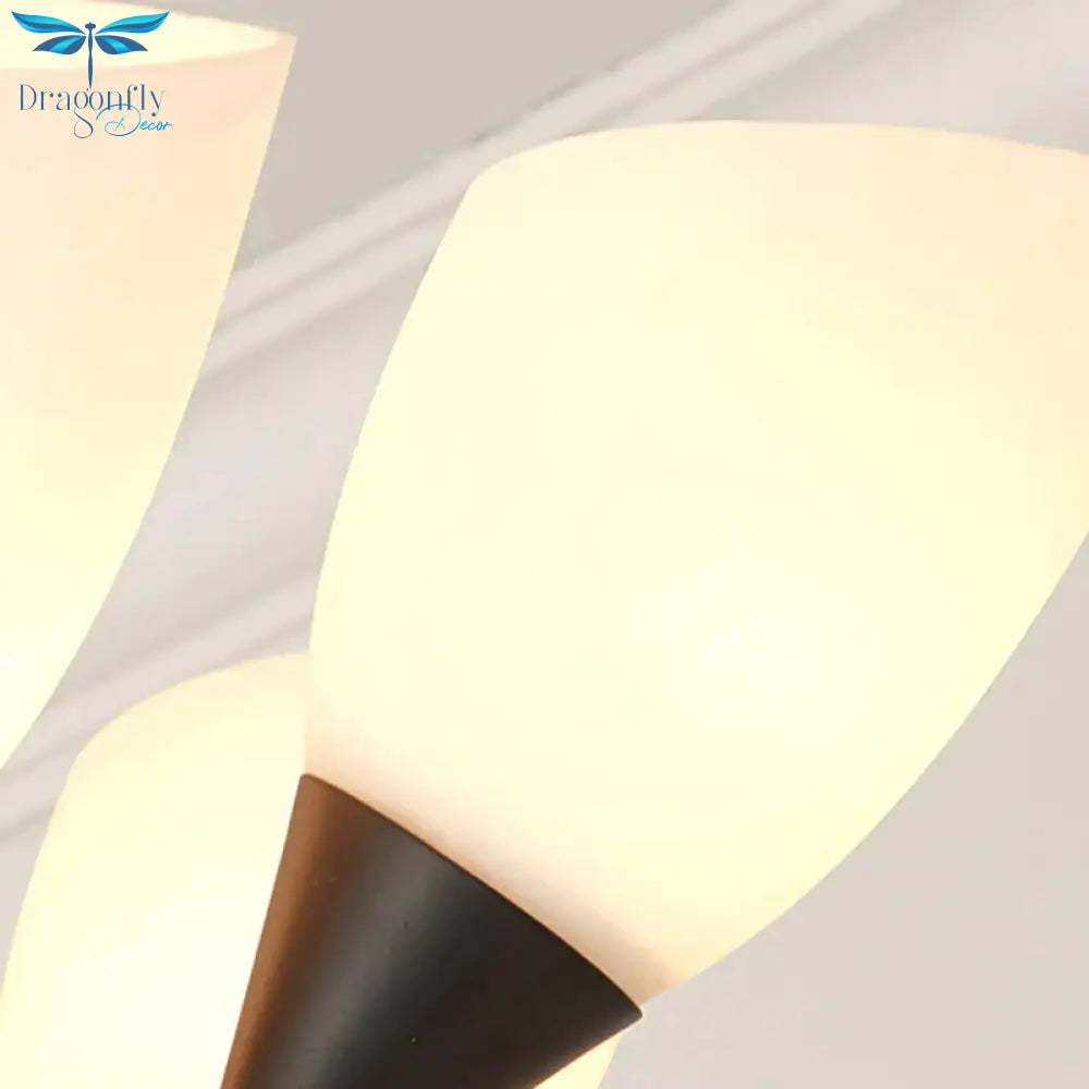 Gold 12 Lights Chandelier Light Fixture Traditional White Glass Oval Shade Pendant Lamp With