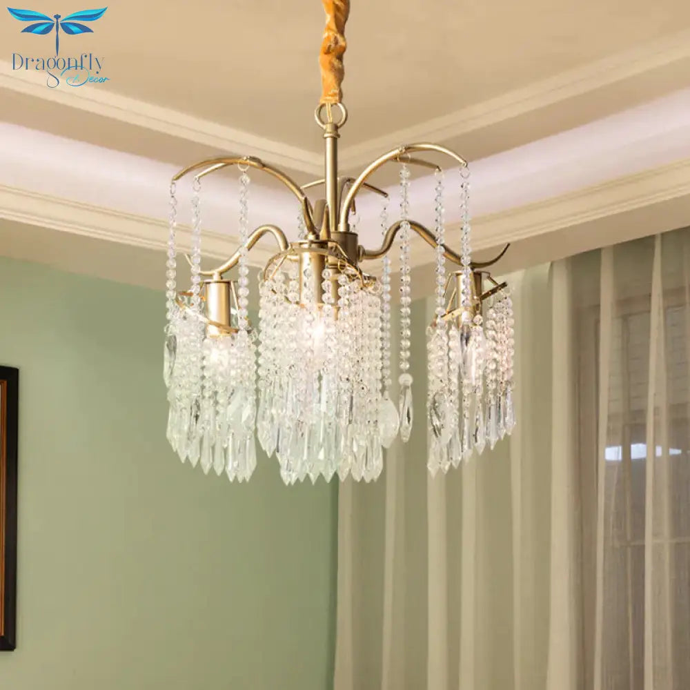 Gold 4/7/9 Lights Chandelier Lighting Fixture Simple Crystal Round Suspension Lamp For Living Room