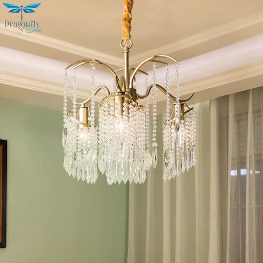 Gold 4/7/9 Lights Chandelier Lighting Fixture Simple Crystal Round Suspension Lamp For Living Room