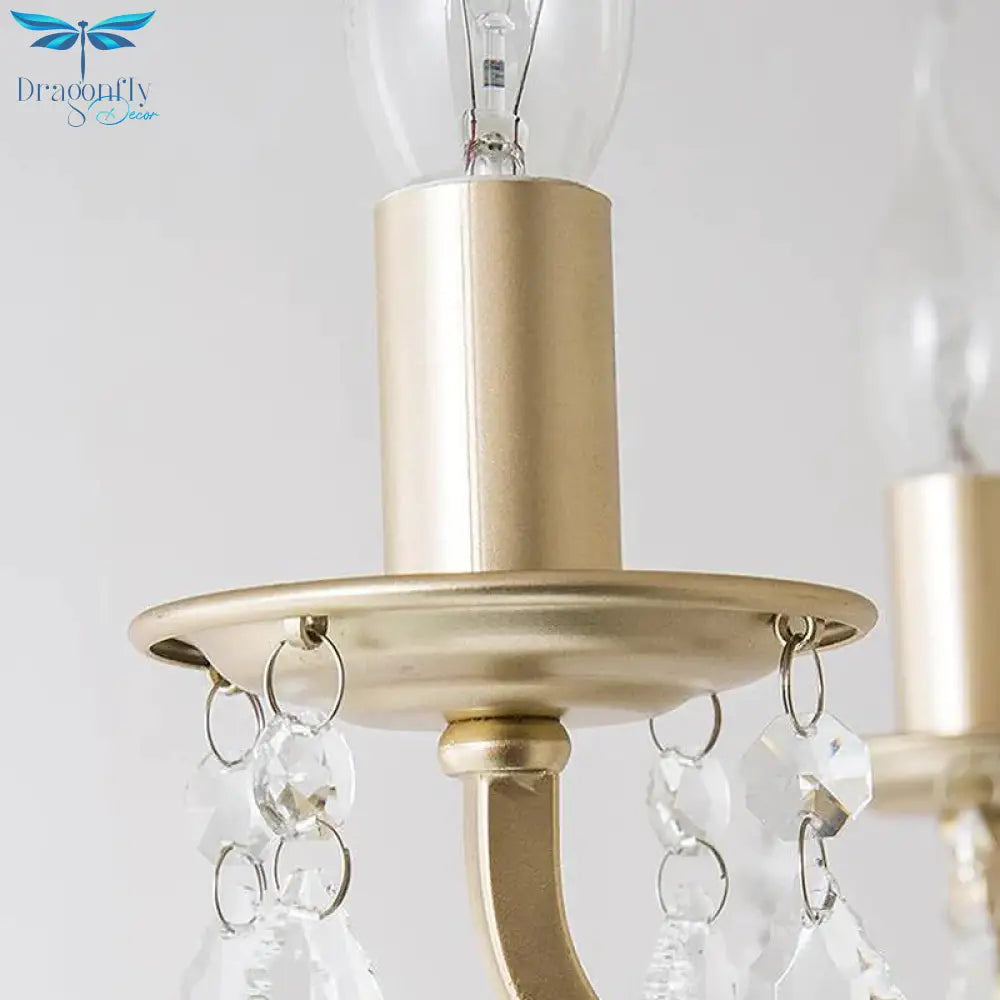 Gold Armed Chandelier Lighting Traditionary 3 Heads Metal Pendant Light Fixture For Dining Room